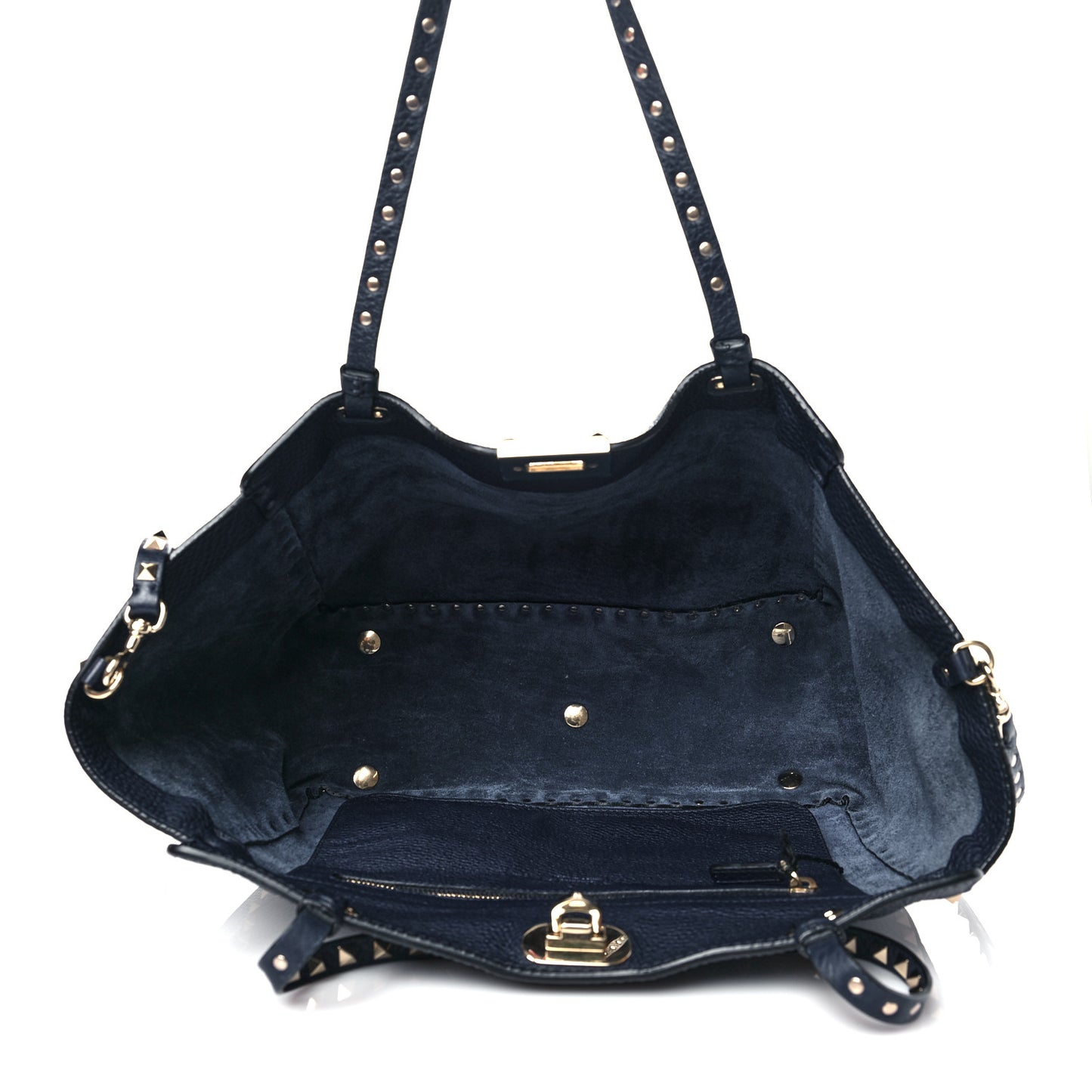 Pebbled Calfskin Medium Rockstud Tote Marine