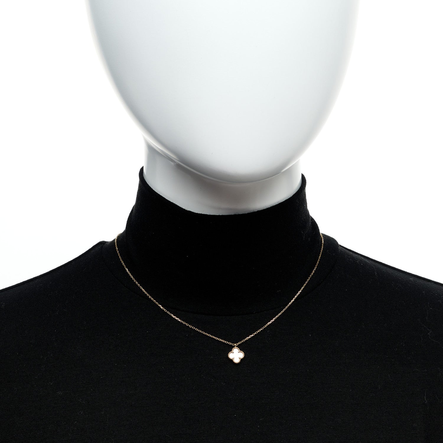 Van Cleef & Arpels 18K Yellow Gold Mother of Pearl Sweet Alhambra Pendant Necklace 2 of 6