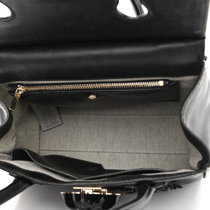 Versace Calfskin Floral Appliques Medium Palazzo Empire Bag Black 5 of 12