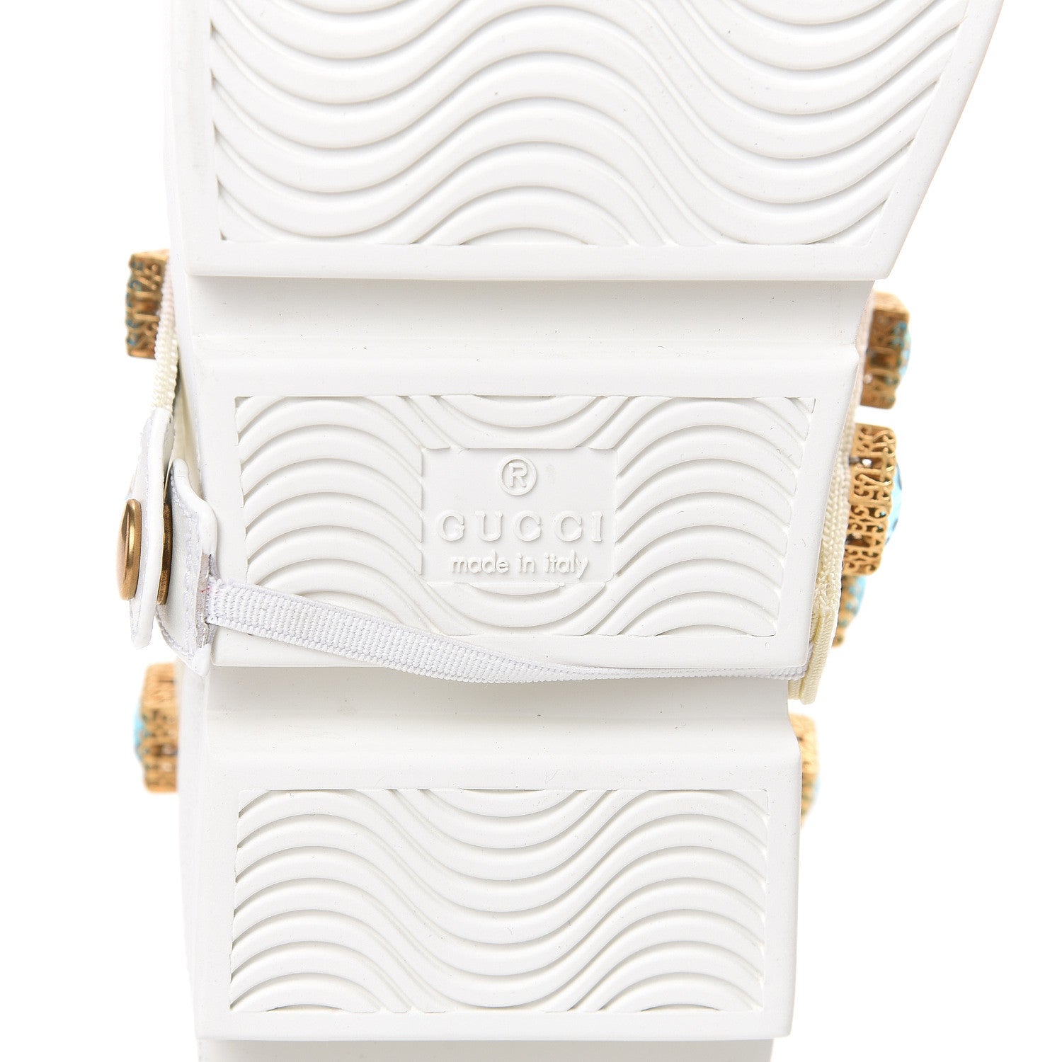 Gucci Calfskin Removable Crystals Bee Embroidered Womens Ace Platform Sneakers 37.5 White 6 of 9