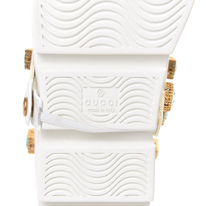 Gucci Calfskin Removable Crystals Bee Embroidered Womens Ace Platform Sneakers 37.5 White 6 of 9