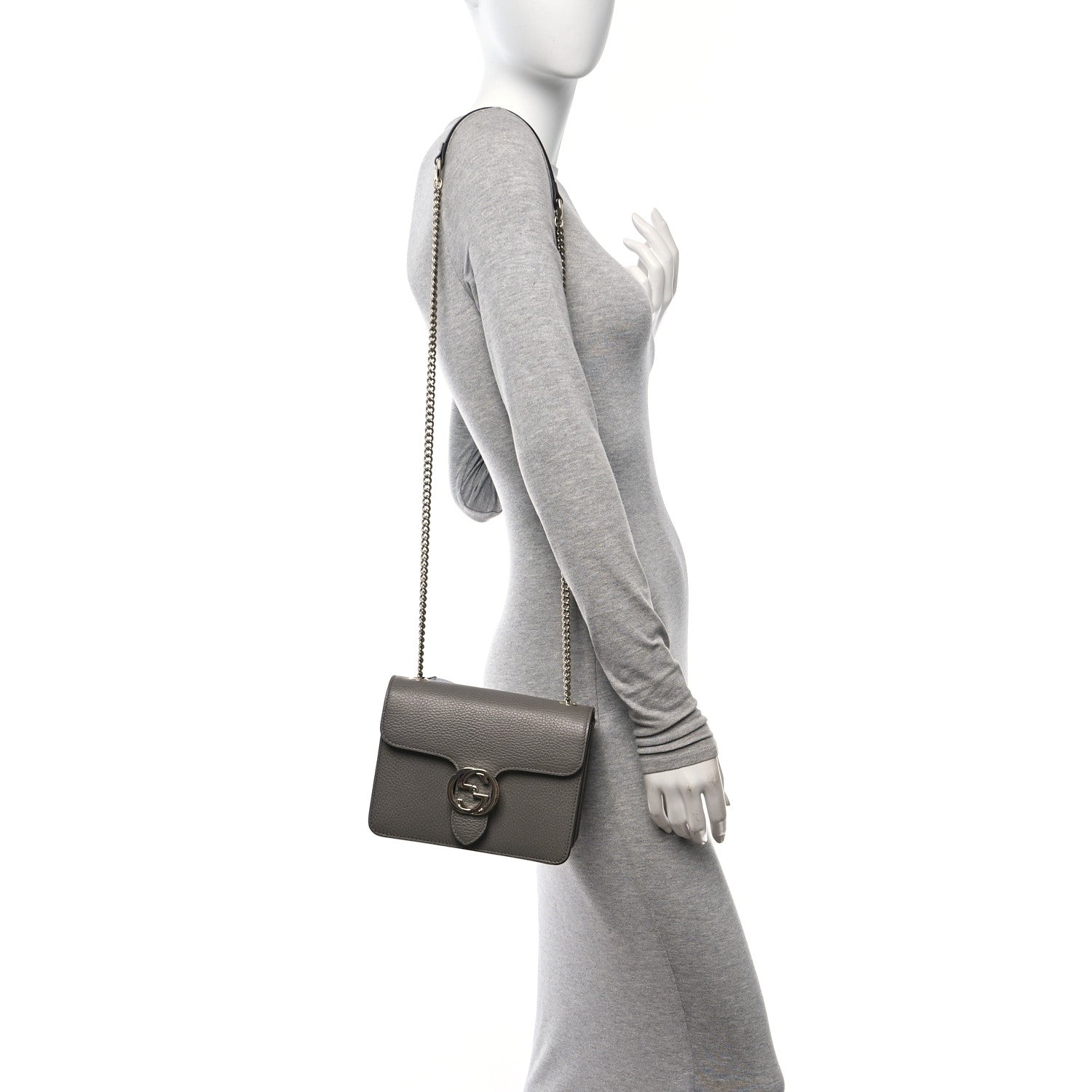 Gucci Dollar Calfskin Small Interlocking G Shoulder Bag Loess 2 of 11