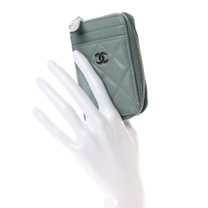 Chanel Caviar Quilted Zip Card Holder Light Blue 2 of 11