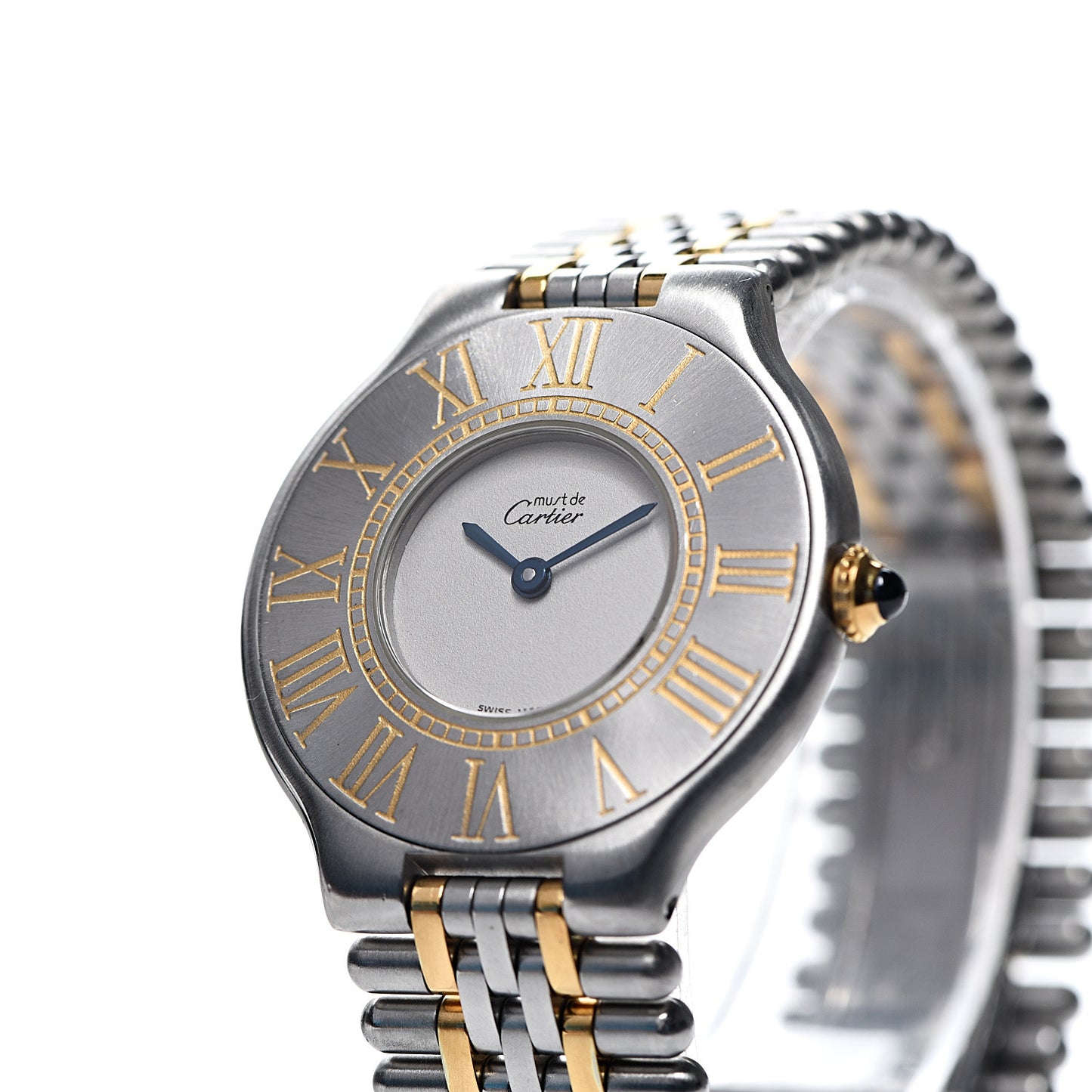 Stainless Steel 18K Yellow Gold 31mm Must De 21 Bullet Link Quartz Watch