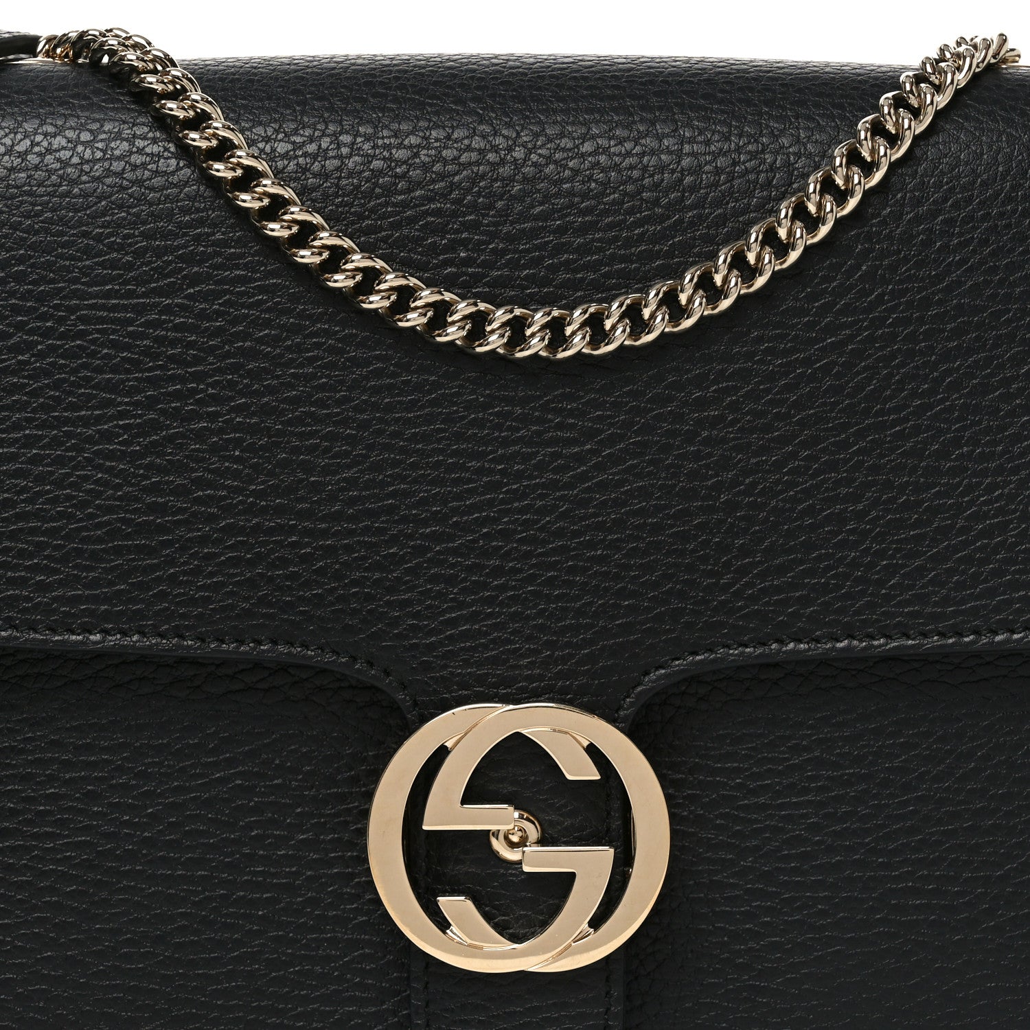 Gucci Dollar Calfskin Interlocking G Shoulder Bag Black 8 of 10