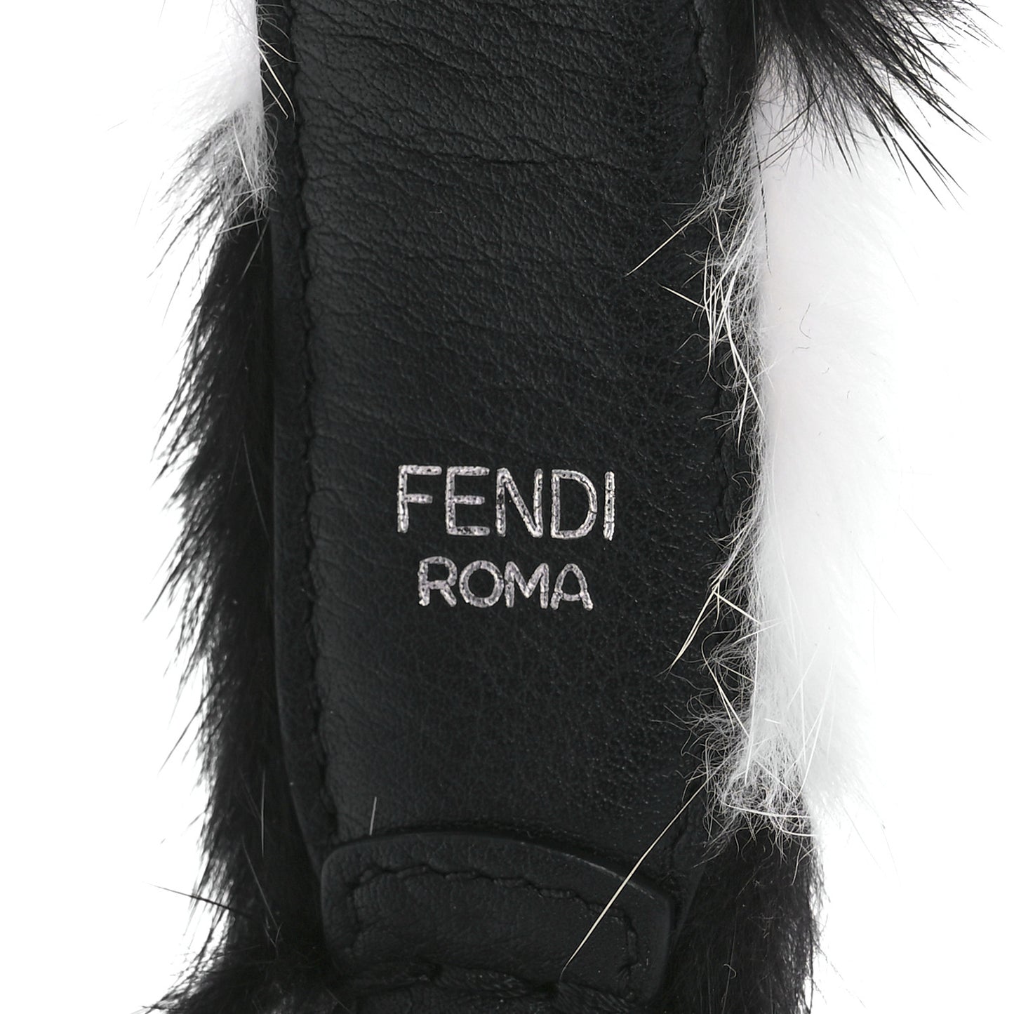 Mink Fur Vitello Dolce Pequin Mini Strap You Black White