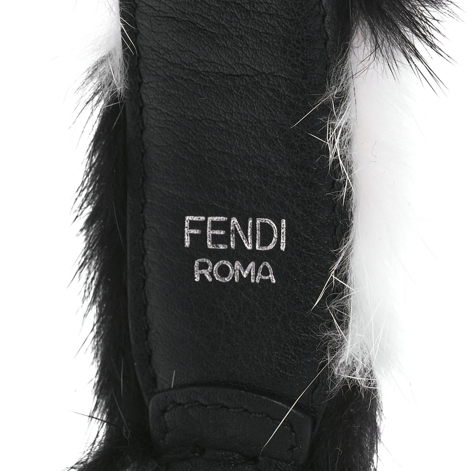 Fendi Mink Fur Vitello Dolce Pequin Mini Strap You Black White 4 of 5