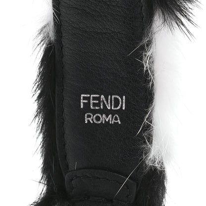 Fendi Mink Fur Vitello Dolce Pequin Mini Strap You Black White 4 of 5