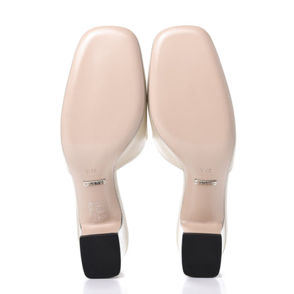 Gucci Malaga Kid Crystal Square G Madelyn Mules 37.5 Vintage White 5 of 9