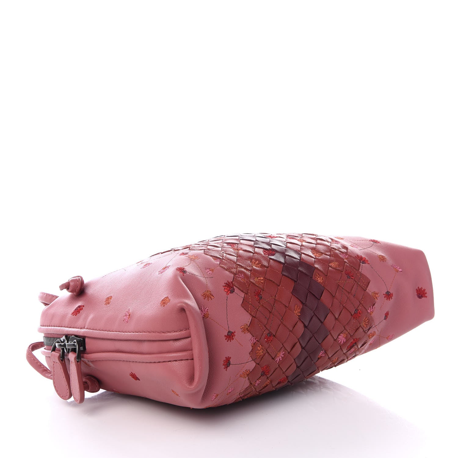 Bottega Veneta Nappa Intrecciato Floral Embroidered Pillow Crossbody Messenger Dusty Rose 3 of 8