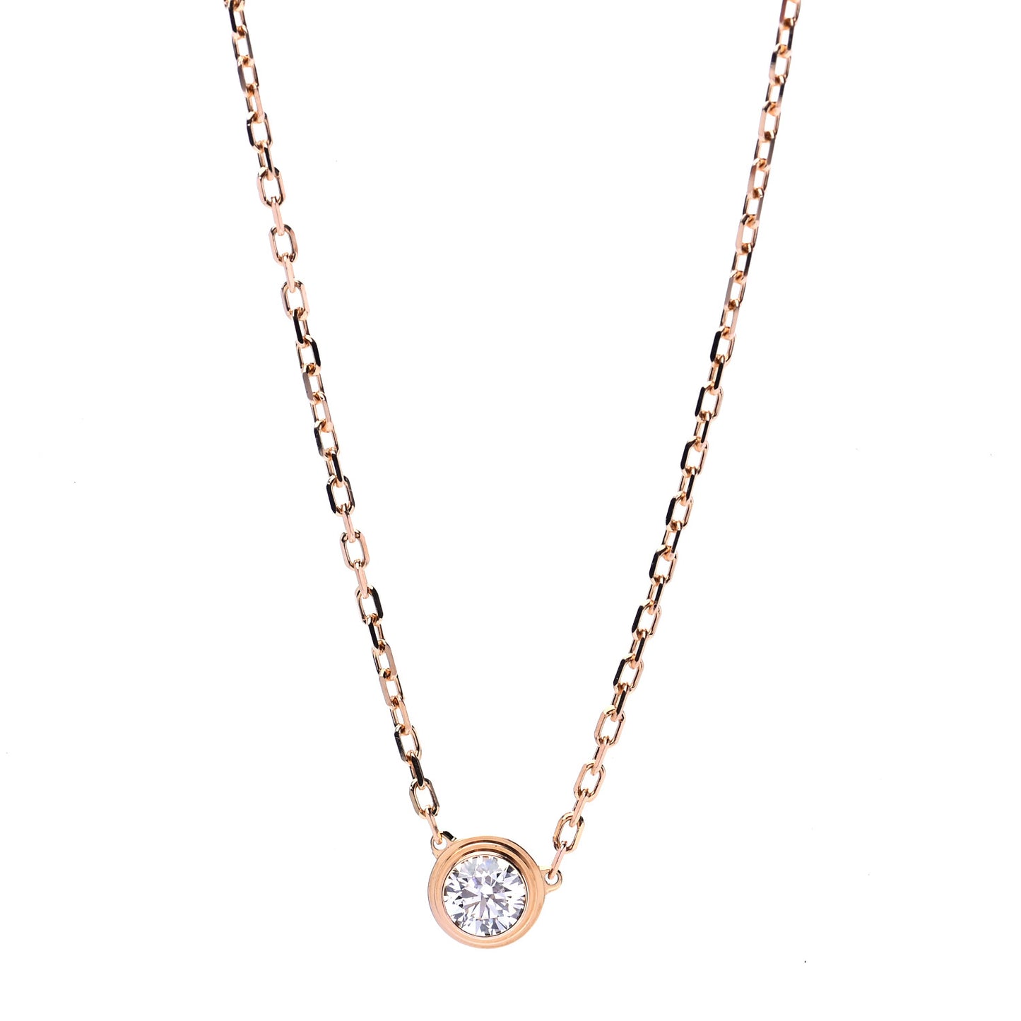 18K Pink Gold Diamond LM D'Amour Pendant Necklace