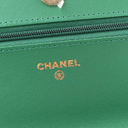 Chanel Lambskin Quilted Wallet On Chain WOC Green 6 of 12