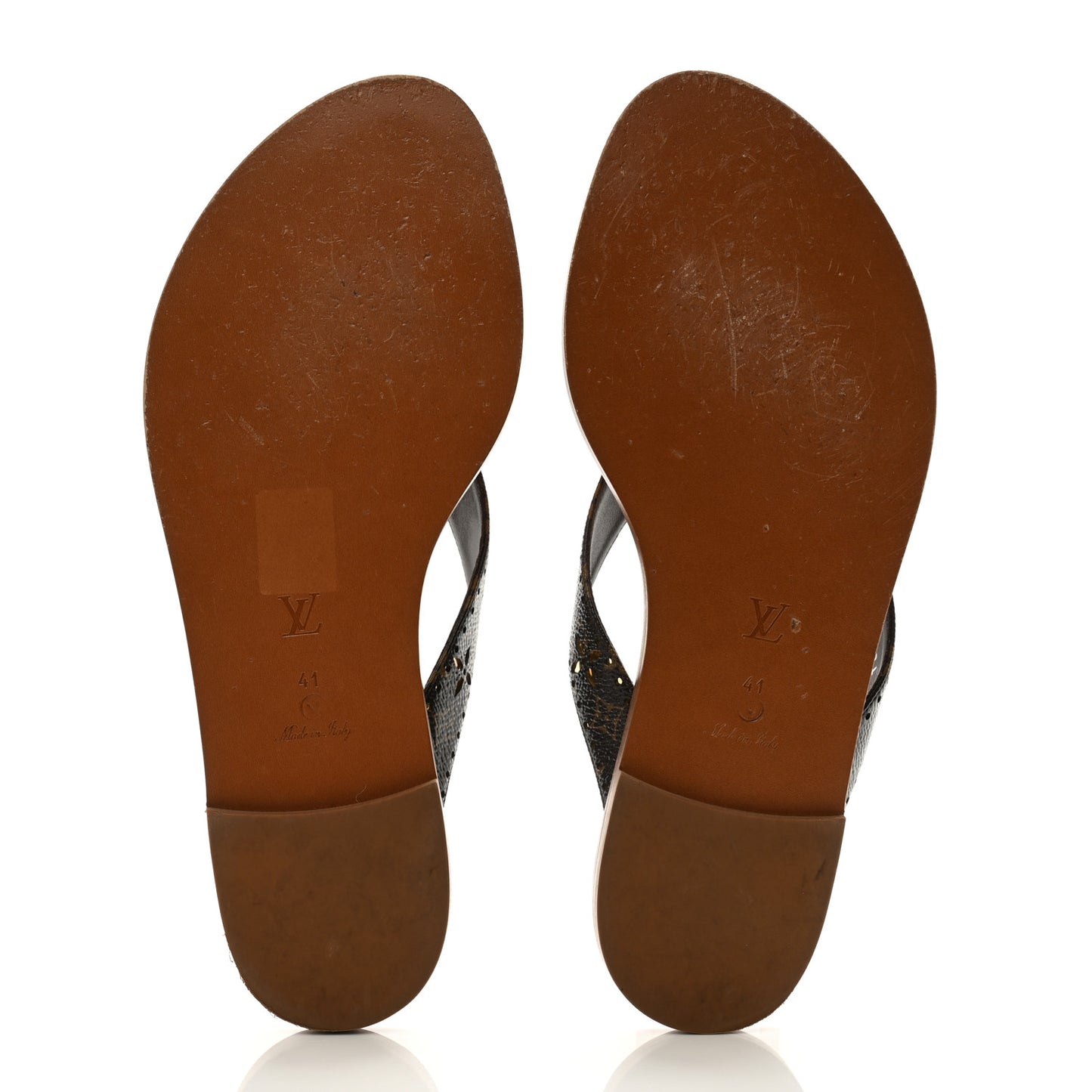 Monogram Sunny Flat Thong Sandals 41 Brown
