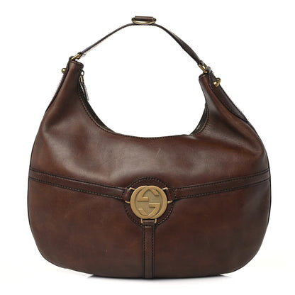 Gucci Calfskin GG Reins Hobo Brown 1 of 9
