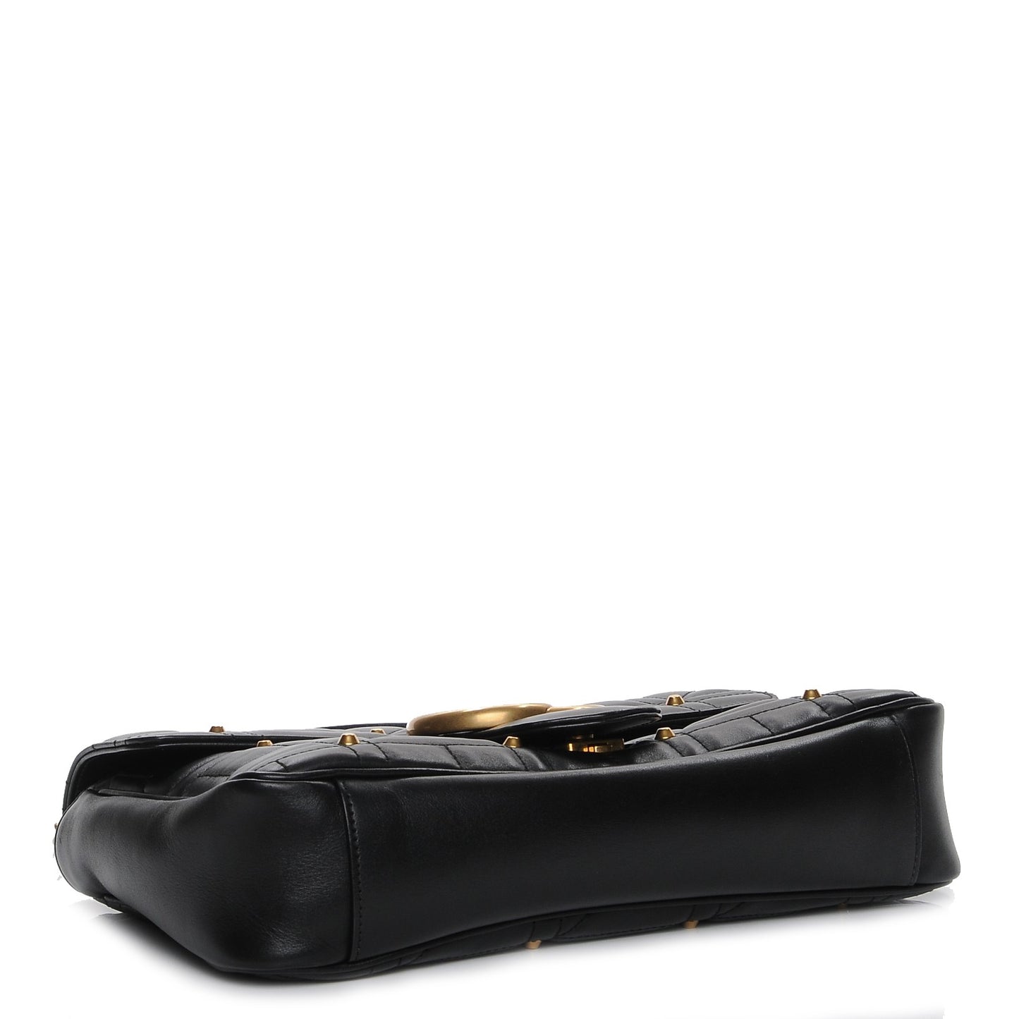 Calfskin Matelasse Studded Medium GG Marmont Shoulder Bag Black