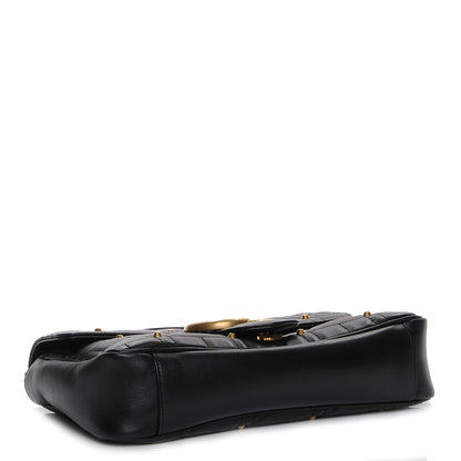 Gucci Calfskin Matelasse Studded Medium GG Marmont Shoulder Bag Black 4 of 7