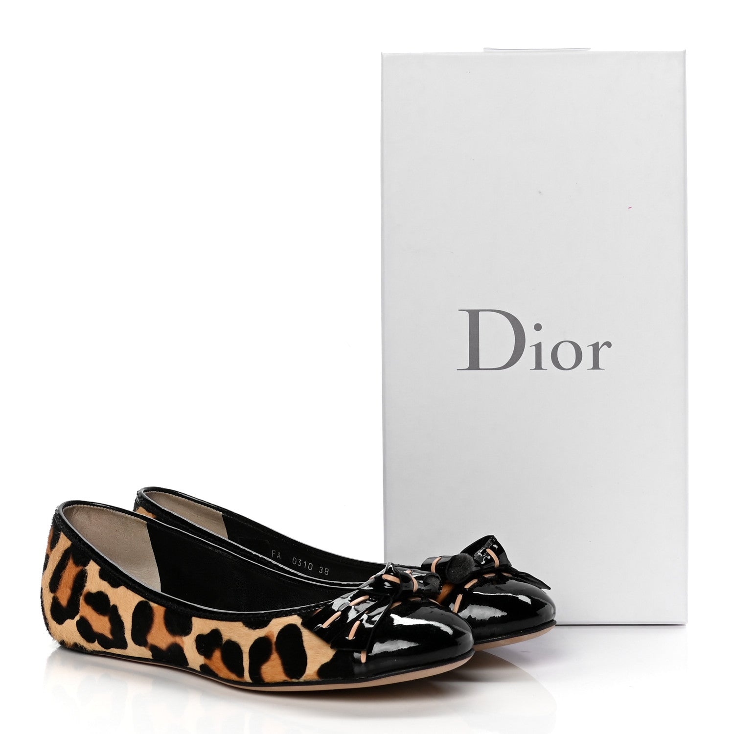 Christian Dior Calf Hair Patent Leopard Ballet Flats 38 Black 11 of 11
