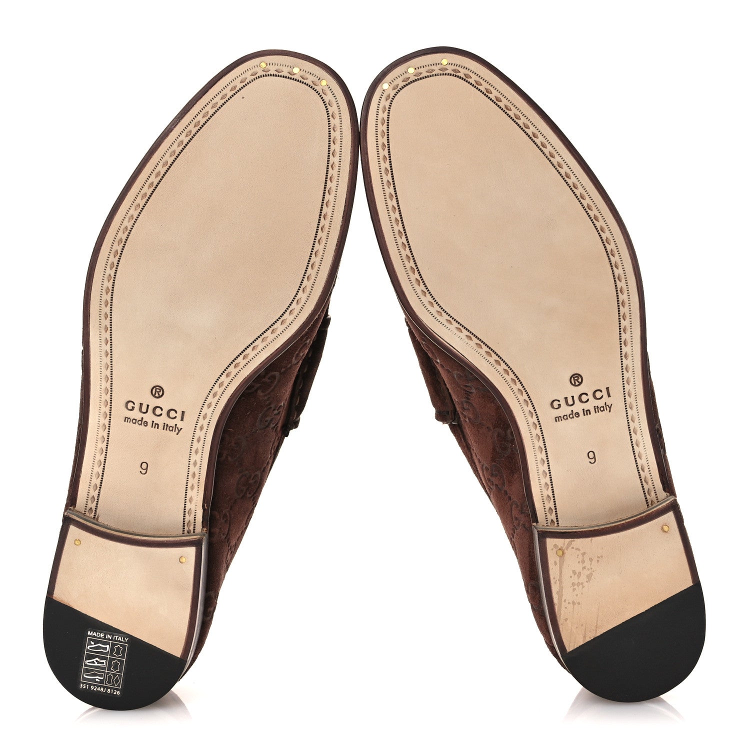 Gucci Suede GG Monogram Horsebit Mens Loafers 9 Brown 7 of 11