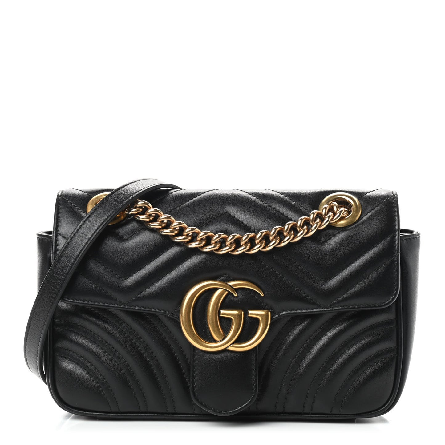 Calfskin Matelasse Mini GG Marmont Shoulder Bag Black