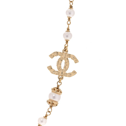 Chanel Pearl Crystal Textured CC Short Necklace Gold 5 of 9