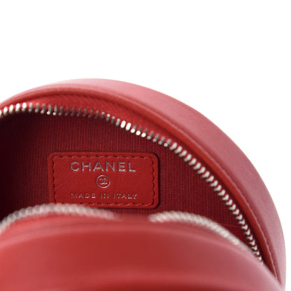 Chanel Goatskin Camellia Quilted Round Clutch With Chain Red 7 of 10