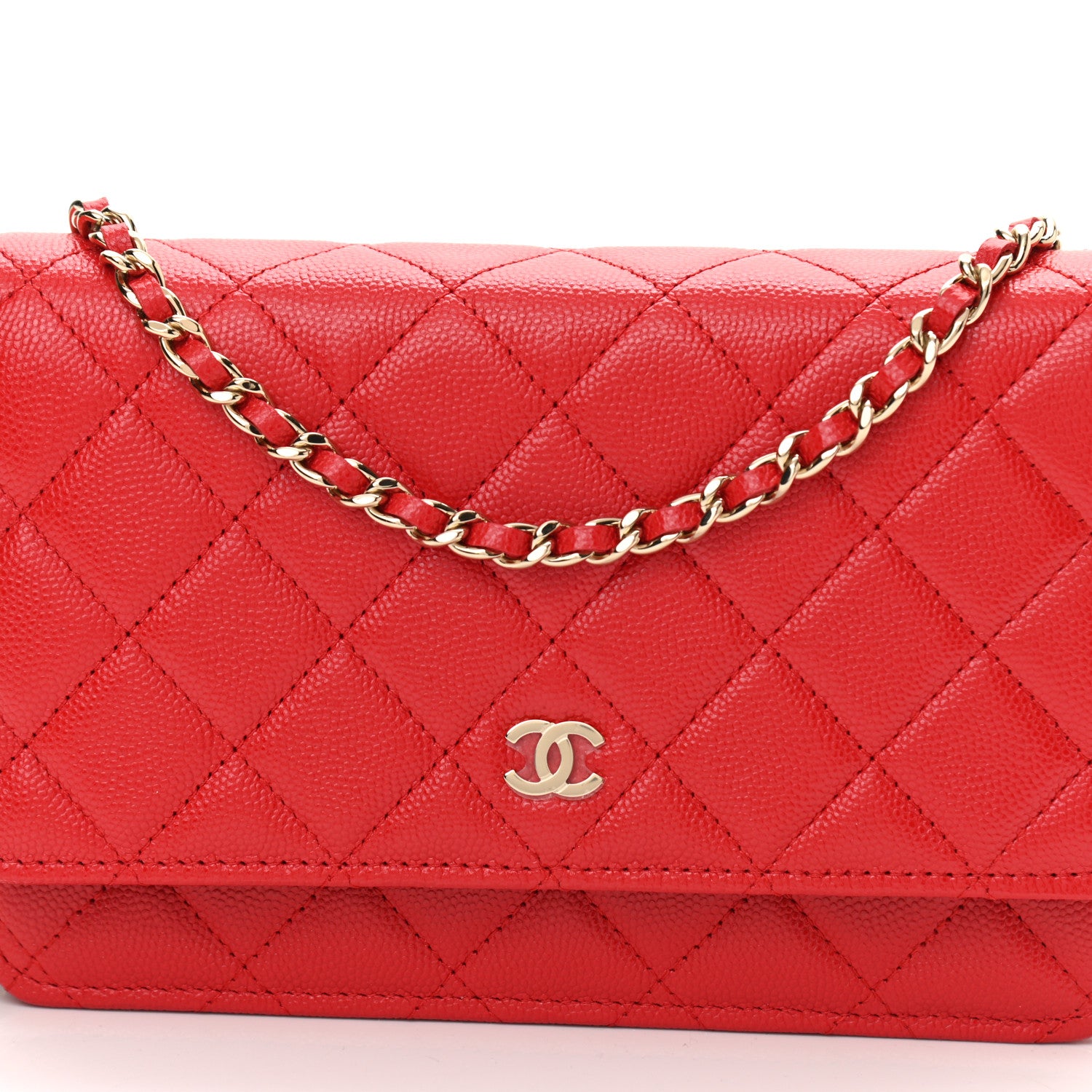 Chanel Caviar Quilted Wallet On Chain WOC Red 9 of 11