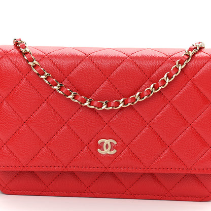 Chanel Caviar Quilted Wallet On Chain WOC Red 9 of 11