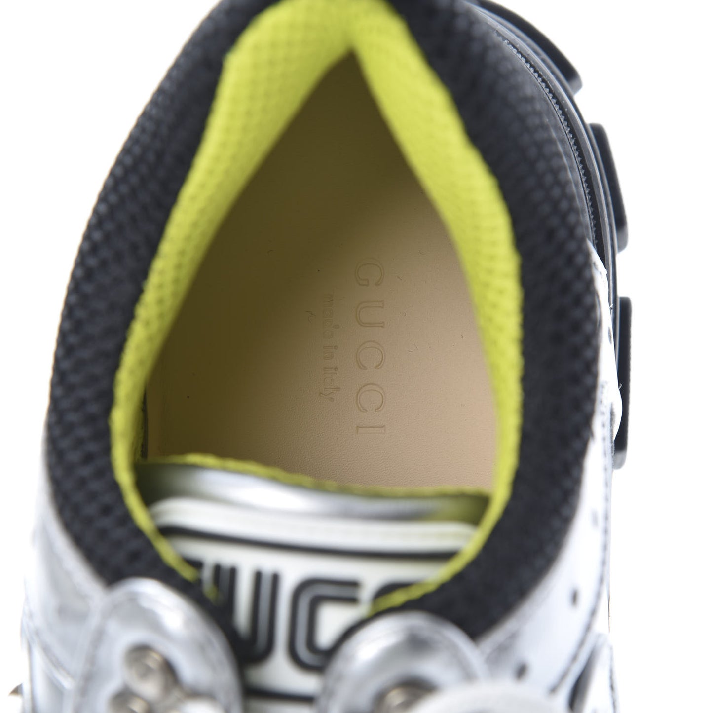 X SEGA Metallic Calfskin Mesh Womens Flashtrek Sneakers 40 Silver Black