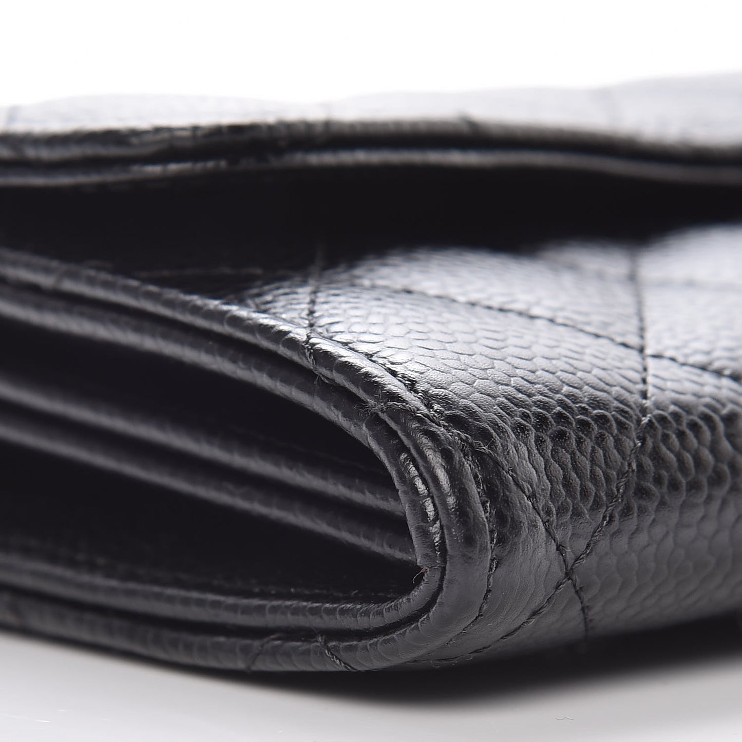 Caviar Quilted Large Gusset Flap Wallet Black