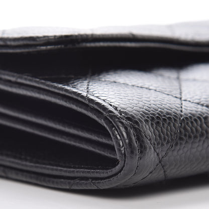 Chanel Caviar Quilted Large Gusset Flap Wallet Black 8 of 10
