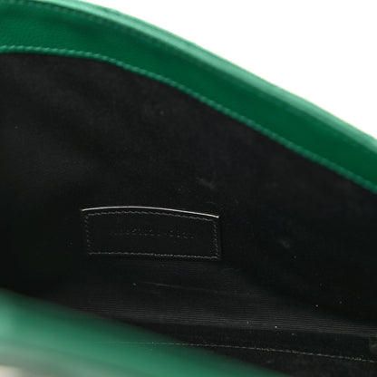 Saint Laurent Grain De Poudre Textured Mixed Matelasse Triquilt Monogram Clutch Green Field 8 of 10