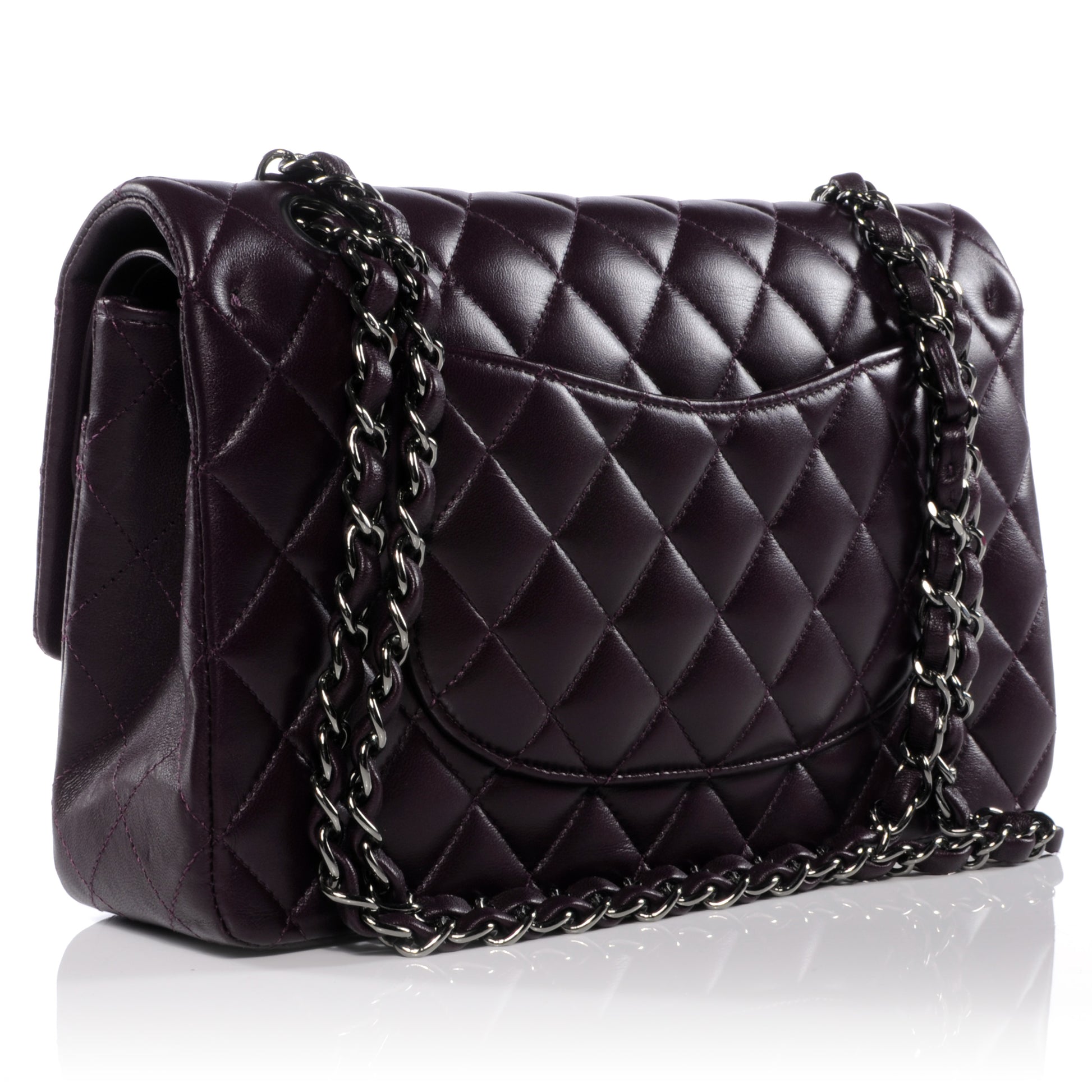Chanel Lambskin Medium Double Flap Plum 3 of 10