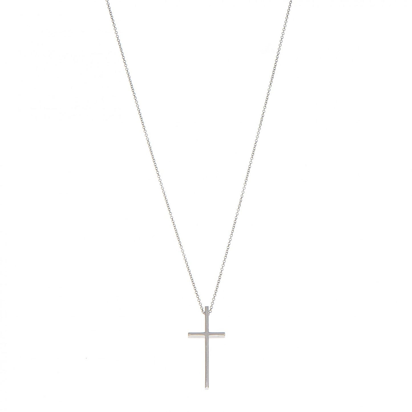 18K White Gold Metro Cross Pendant Necklace