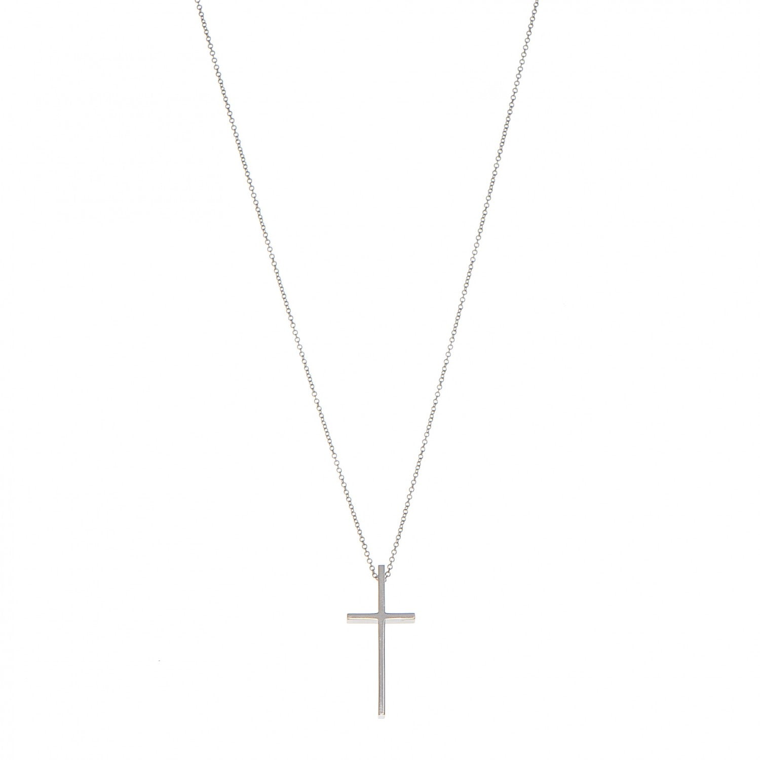 Tiffany 18K White Gold Metro Cross Pendant Necklace 1 of 5