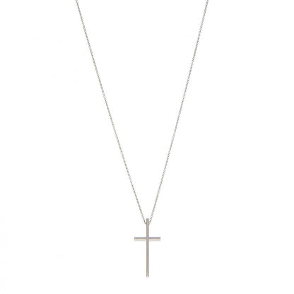 Tiffany 18K White Gold Metro Cross Pendant Necklace 1 of 5