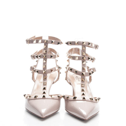 Valentino Garavani Patent Rockstud Ankle Strap Low Heel Pumps 39.5 Poudre 2 of 7