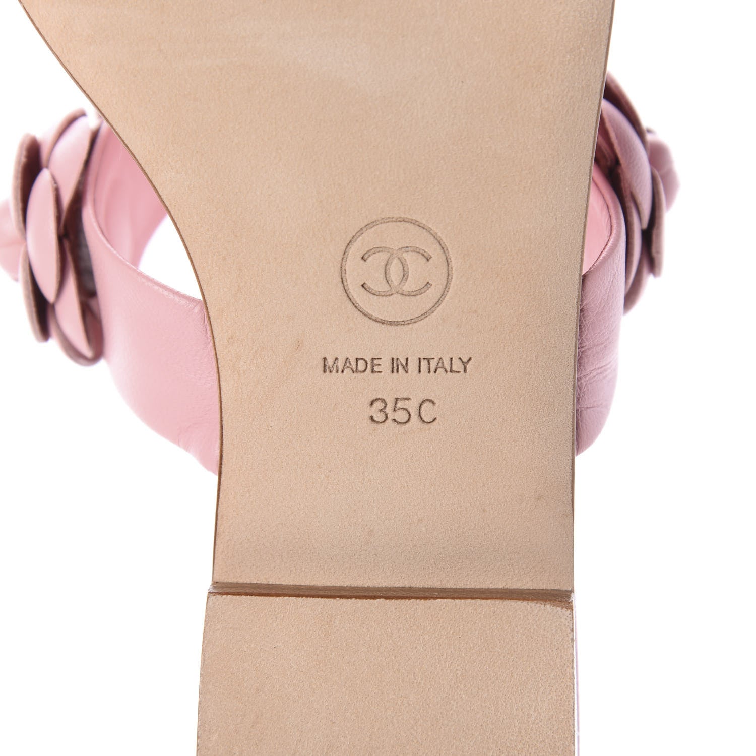 Chanel Lambskin Camellia Slide Sandals 35 Pink 9 of 10