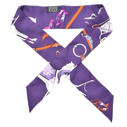 Hermes Silk Tout en Carre Twilly Violet Parme Potiron 1 of 5
