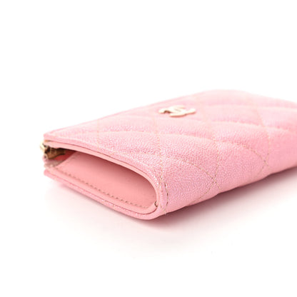 Chanel Iridescent Caviar Quilted Zipped Key Holder Case Rose Pink 6 of 11