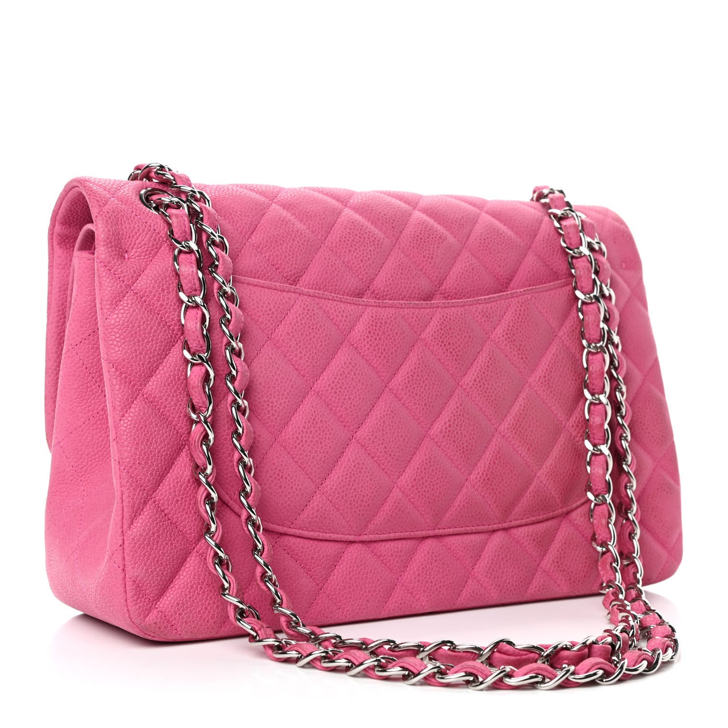 Iridescent Caviar Quilted Jumbo Double Flap Pink