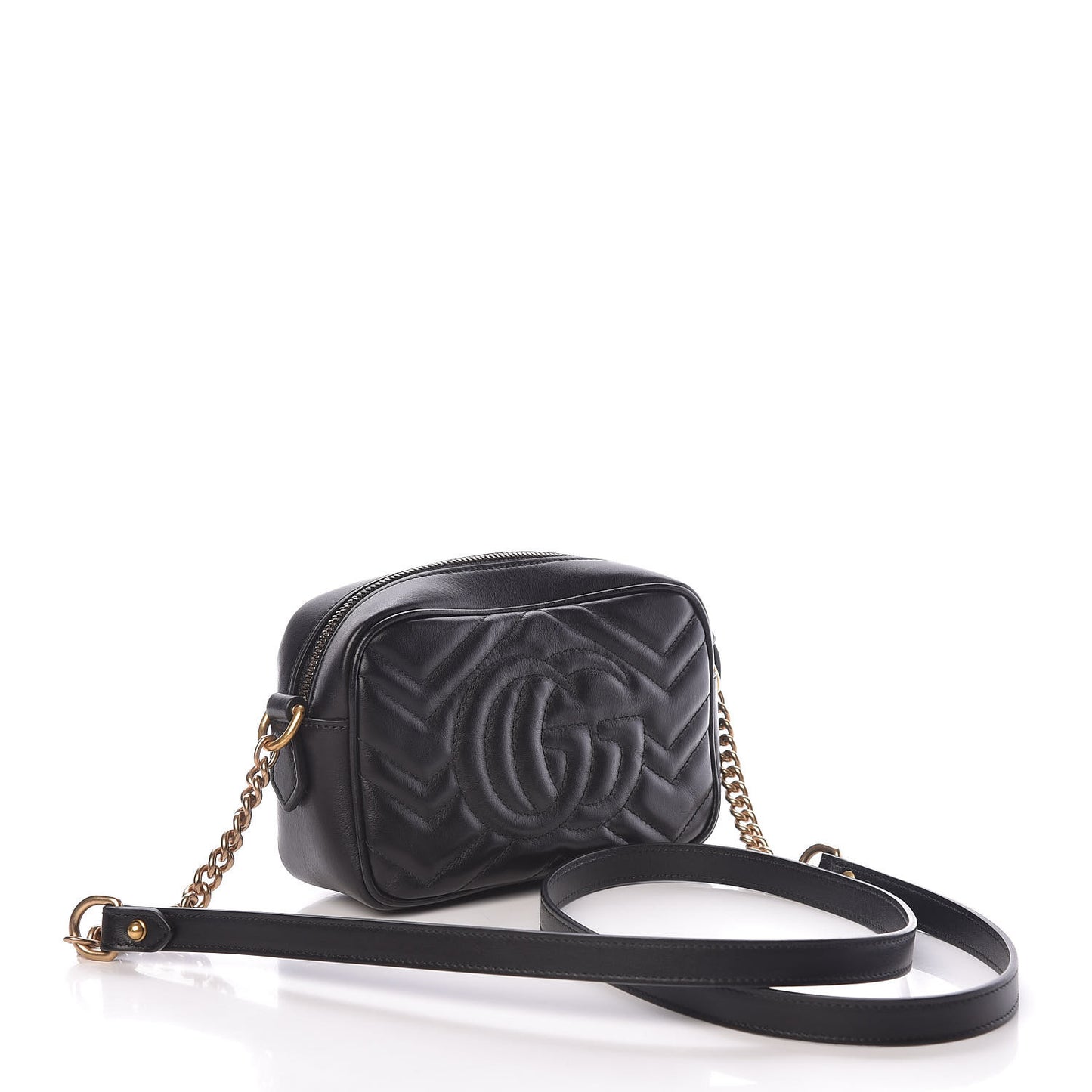 Calfskin Matelasse Mini GG Marmont Chain Shoulder Bag Black
