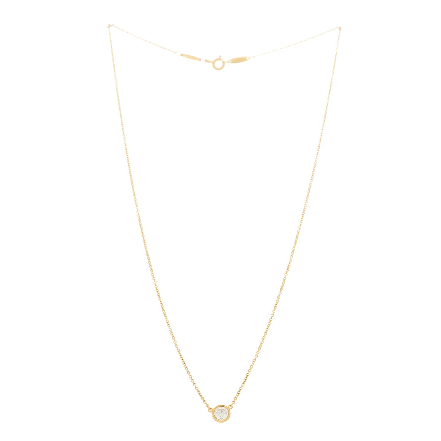 Tiffany 18K Yellow Gold Diamond .43ct Elsa Peretti Diamonds by the Yard Pendant Necklace 3 of 6