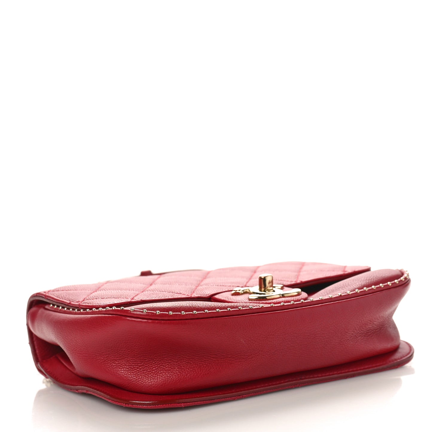 Caviar Quilted Small Studded Flap Red
