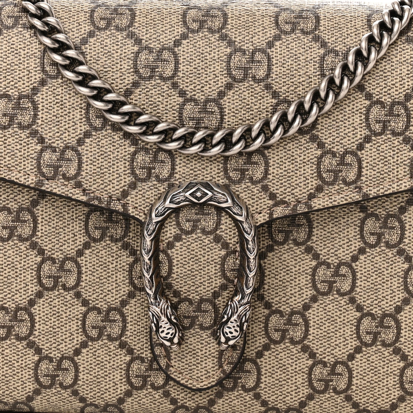 GG Supreme Monogram Mini Dionysus Chain Wallet Beige Taupe