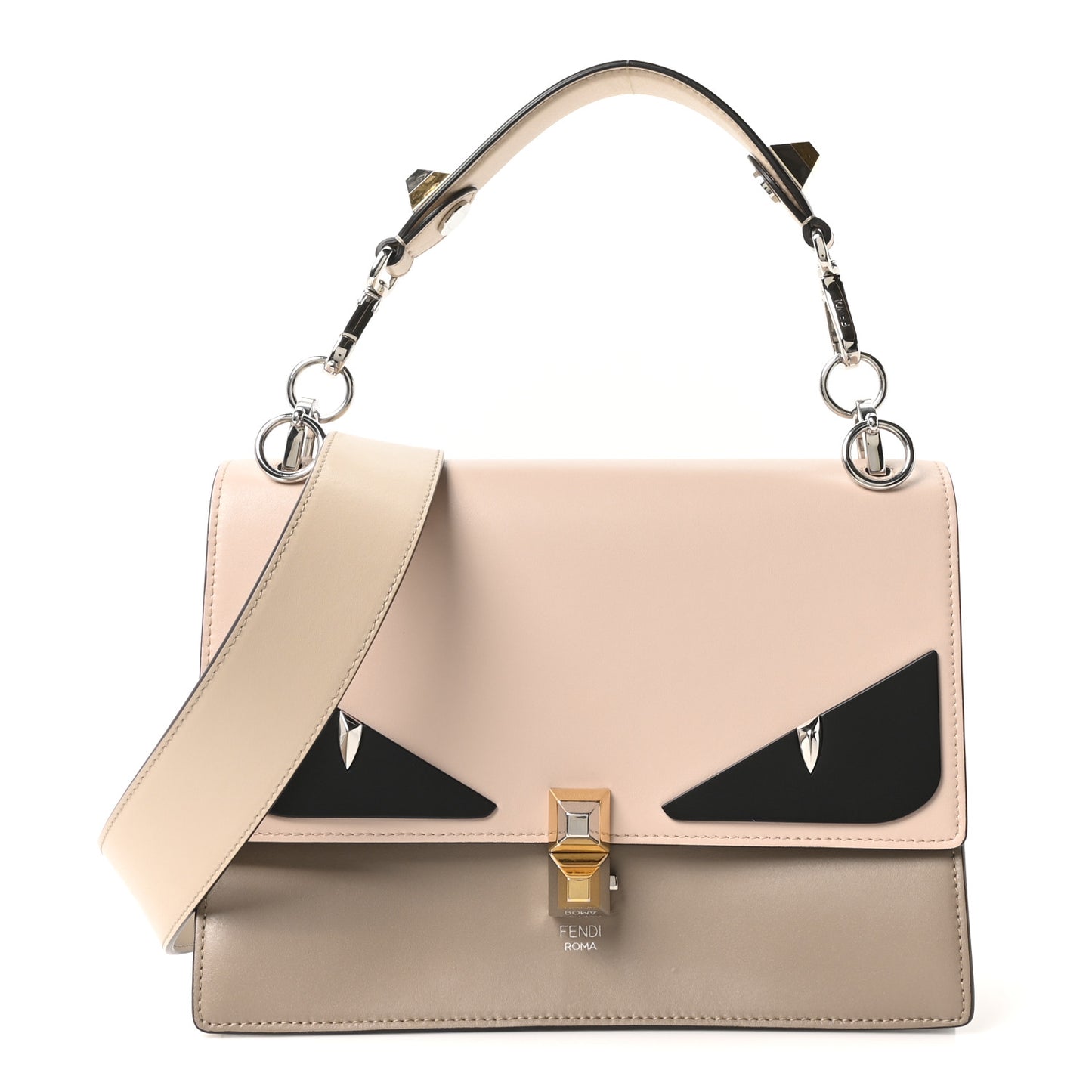 Vitello Liberty Lucido Metal Monster Eyes Studded Kan I Shoulder Bag Cuoio Bubblegum Light Blue
