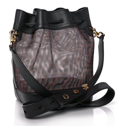 Fendi Mesh Vitello Grace F is Fendi FF 1974 Grande Mon Tresor Bucket Bag Marrone Black Ebano 3 of 15