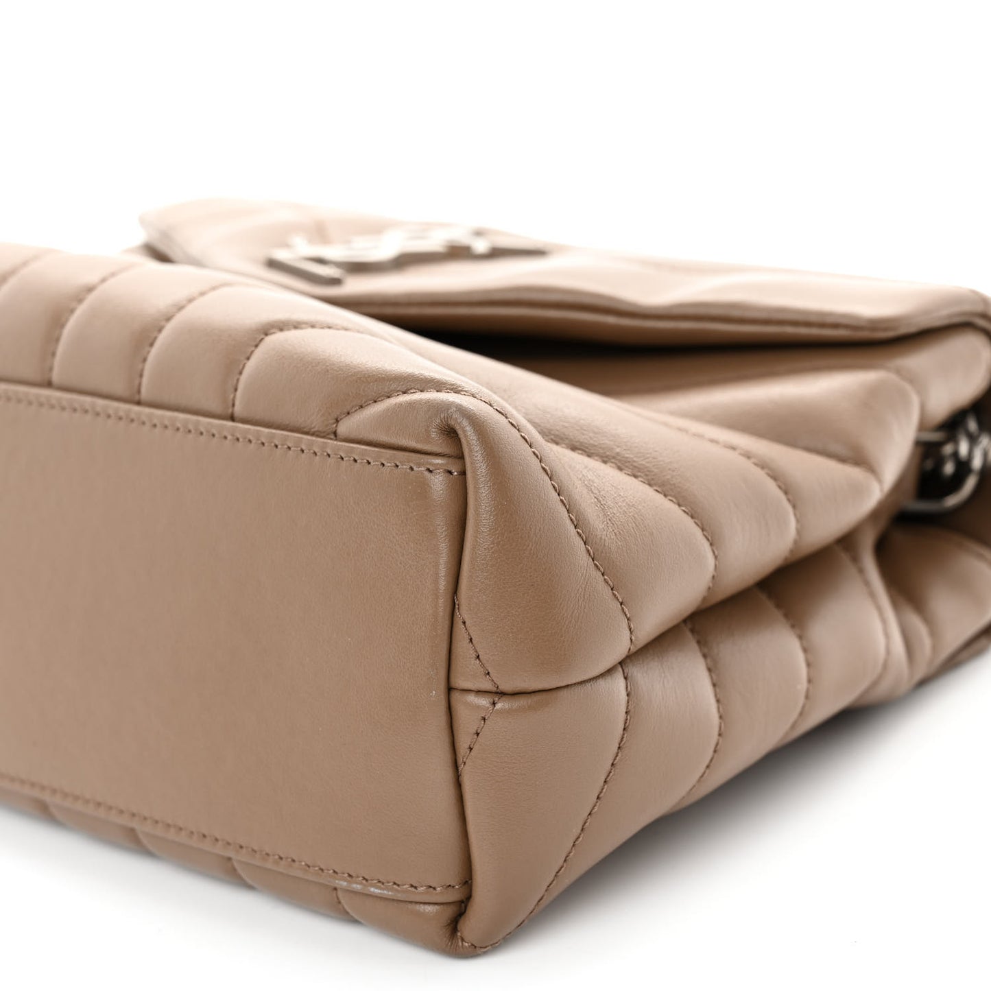 Calfskin Y Quilted Monogram Small Loulou Chain Satchel Dark Beige