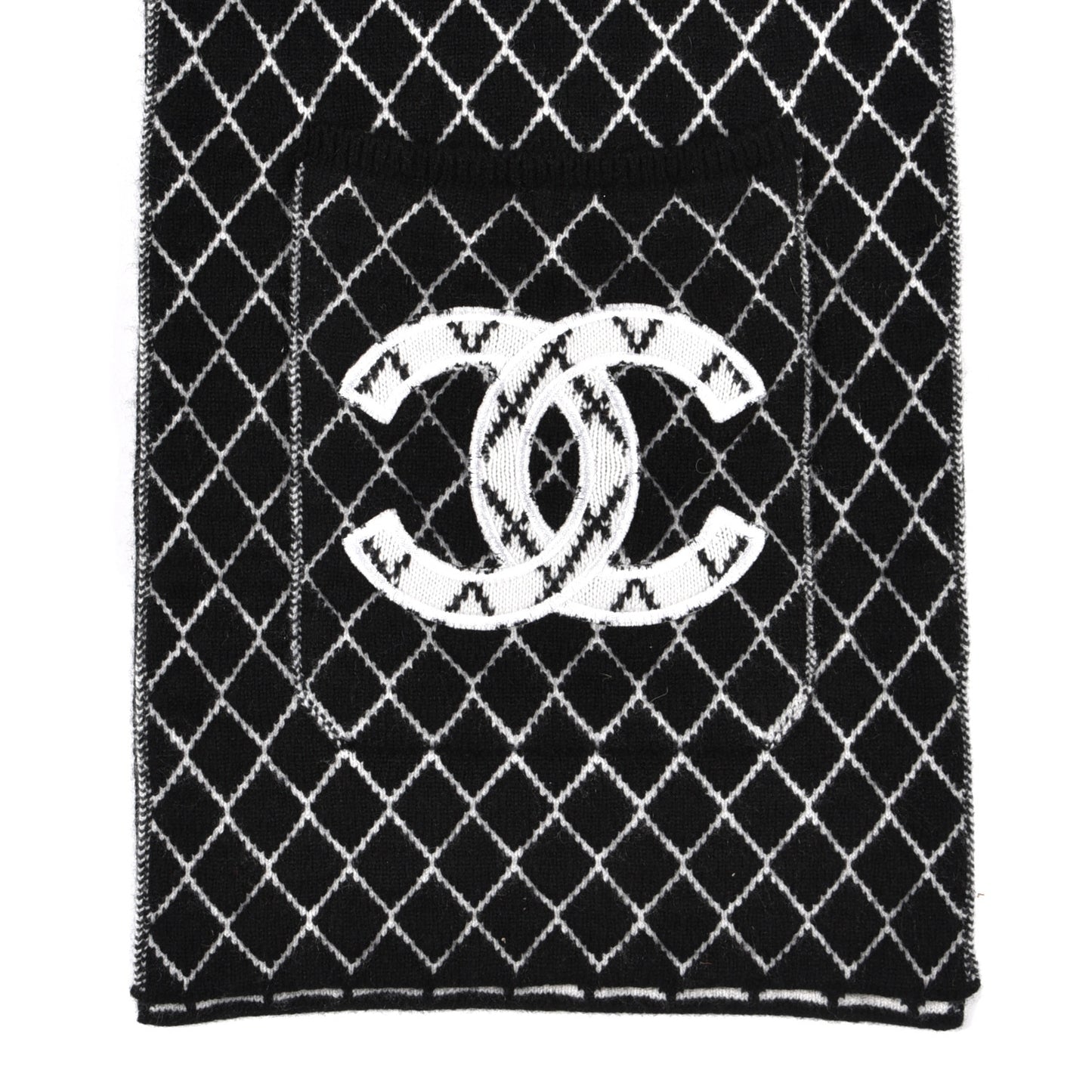 Cashmere CC Pocket Scarf Black White
