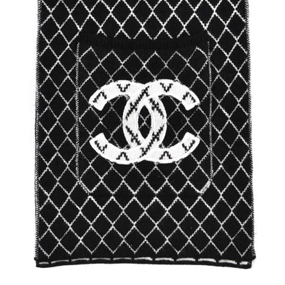 Chanel Cashmere CC Pocket Scarf Black White 4 of 5
