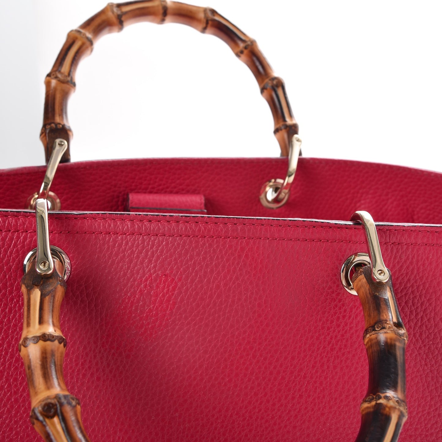 Calfskin Large Bamboo Shopper Tote Orange Fuchsia